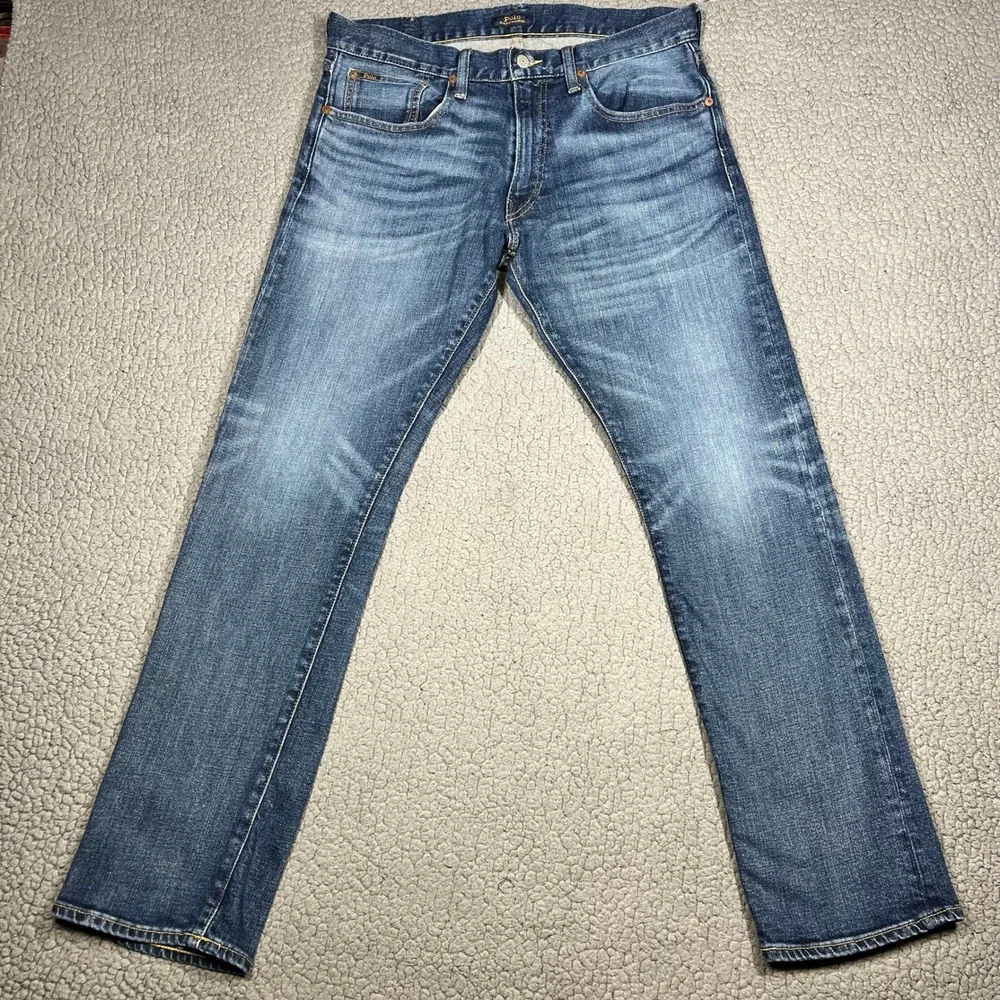 Polo Ralph Lauren Varick Slim Straight Jeans Mens 32x32 Blue Denim Stretch 6183